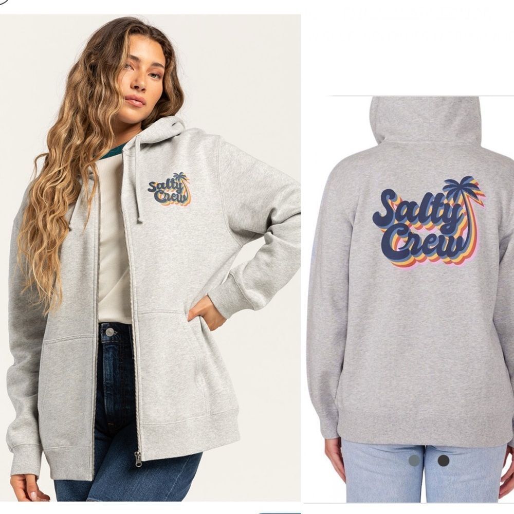 SALTY CREW Heather Grey Seventies Zip Hoodie-XL {NWT}